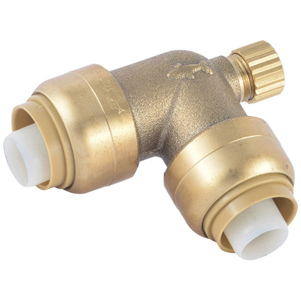 SharkBite 3/4 in. x 3/4 in. (1/8 in. NPSM) Brass Push 90° Elbow with Drain / Vent