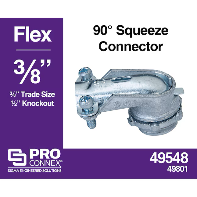 Sigma ProConnex 3/8-in 90-Degree Flexible Die Cast Zinc Squeeze Connector Conduit Fittings