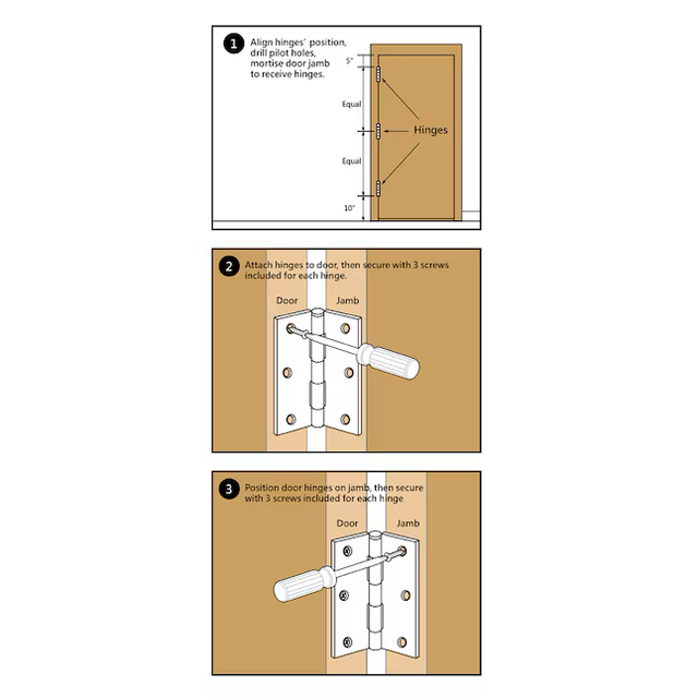 Bisagra para puerta interior/exterior embutida negra mate de 3 in de alto RELIABILT (paquete de 2)