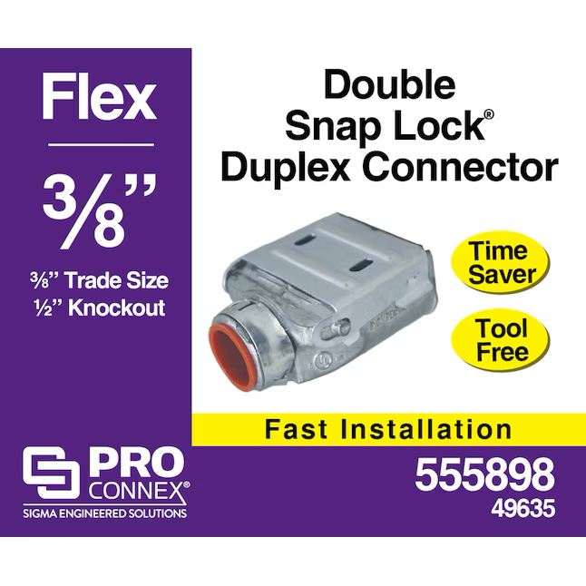 Sigma ProConnex 3/8-in Flexible Die Cast Zinc Duplex Connector Conduit Fittings