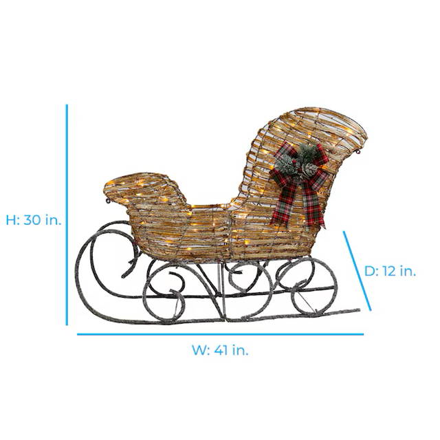 Holiday Living 2.5-ft LED Rattan Sleigh Decoration