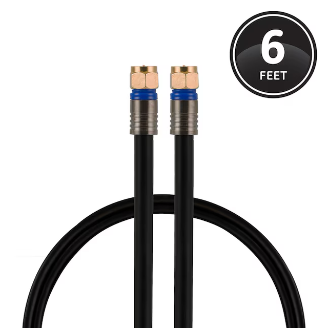 Cable coaxial Utilitech Rg6 negro de 6 pies