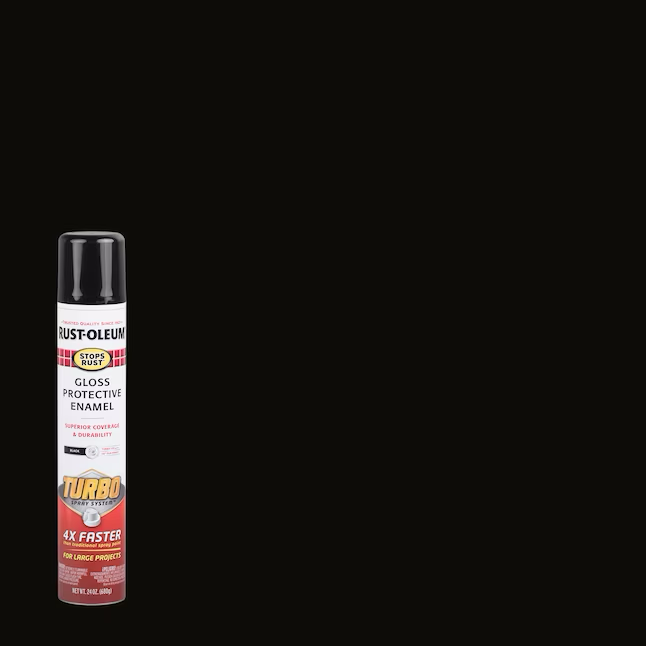 Pintura en aerosol negra brillante Turbo Stops Rust de Rust-Oleum (peso neto, 24 oz)