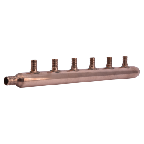 SharkBite 3/4 in. x 1/2 in. PEX-B Crimp Copper 6-Port Closed Manifold