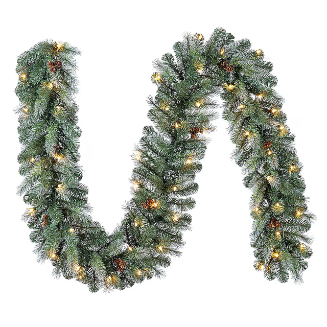 Holiday Living Indoor/Outdoor Pre-lit Electrical Outlet 9-ft Madison Pine Artificial Garland with Clear Incandescent Lights