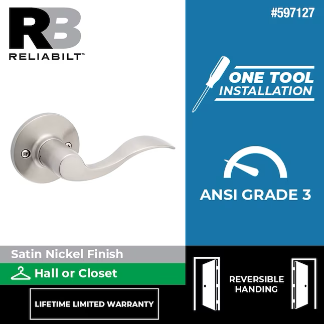 RELIABILT Olivia Satin Nickel Interior Hall/Closet Passage Door Handle