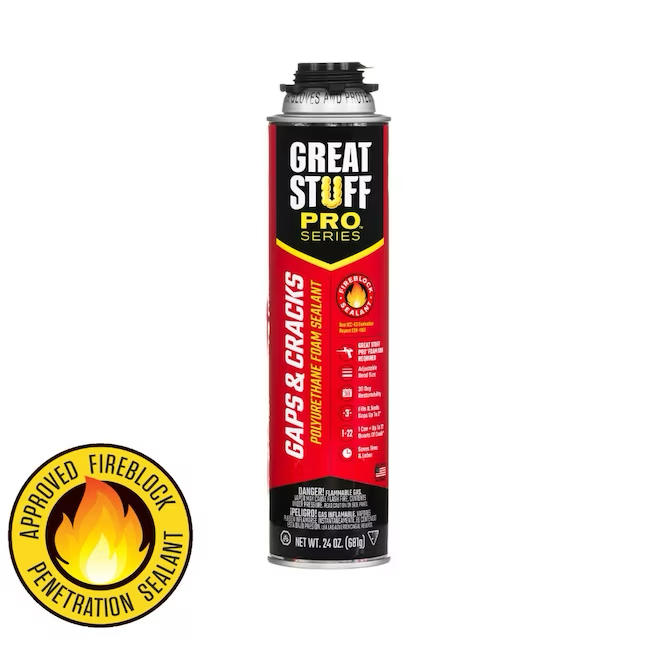 GREAT STUFF PRO Gaps and Cracks Pistola rociadora de 24 oz Aislamiento de espuma en aerosol para interiores y exteriores