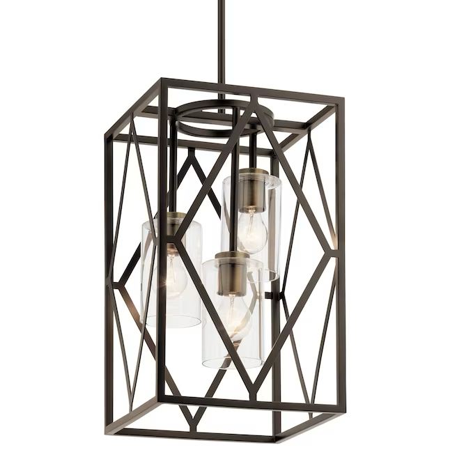 Kichler Solander 3-Light Olde Bronze Traditional Clear Glass Geometric Hanging Pendant Light