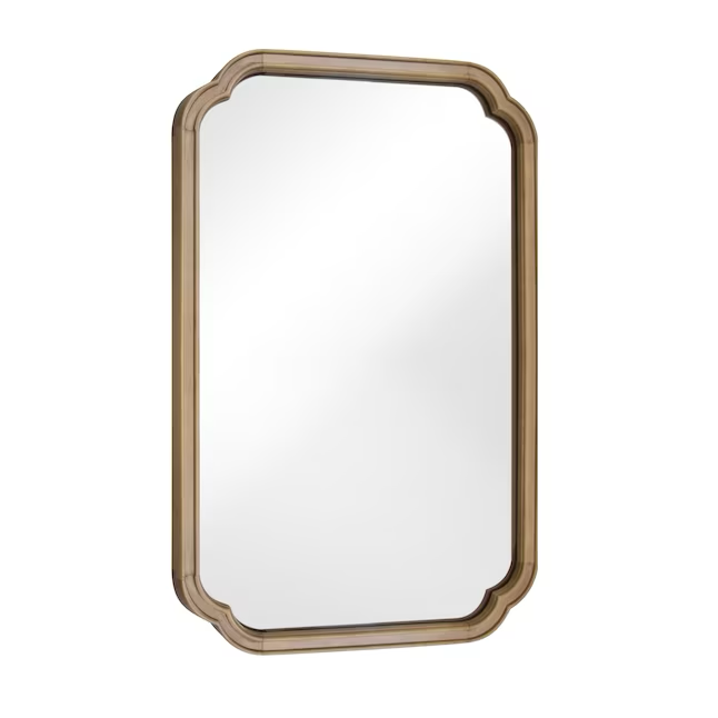 allen + roth 24-in W x 36-in H Natural Wood Polished Wall Mirror