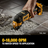 DEWALT XTREME Kit multiherramienta oscilante de 4 piezas, inalámbrico, sin escobillas, velocidad variable máxima de 12 voltios