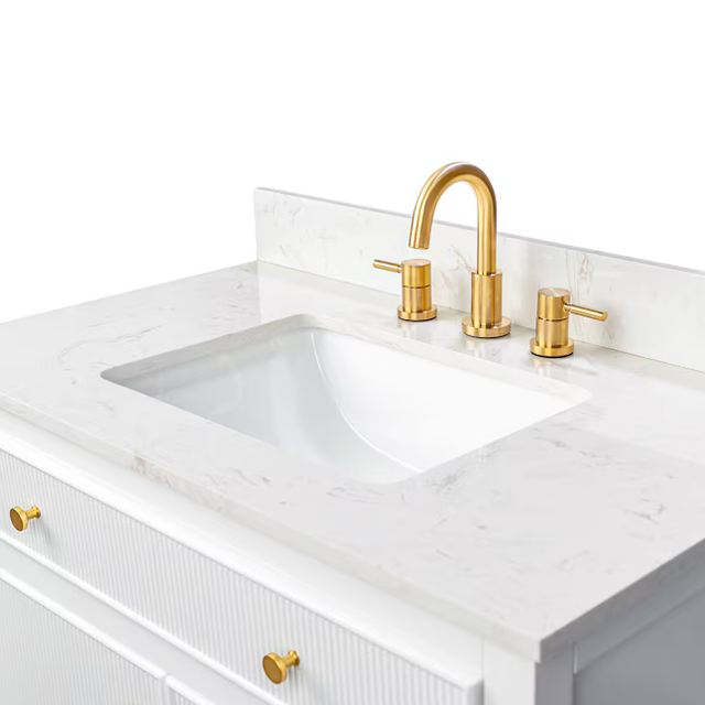 allen + roth Sandbanks 36-in White Undermount Single Sink Bathroom Vanity with White Engineered Stone Top