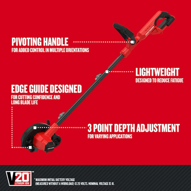 CRAFTSMAN V20 Bordeadora de césped portátil con batería de 7,5 pulgadas (batería no incluida)