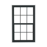 RELIABILT 150 Series New Construction 35-1/2-in x 51-1/2-in x 3-1/4-in Jamb Black Vinyl Low-e Single Hung Window with Grids Half Screen Included