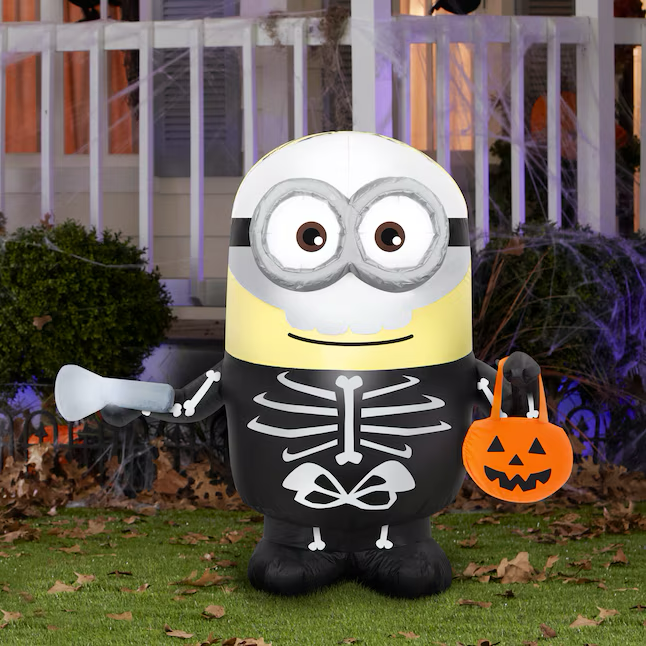 Universal 3-ft LED Minion Dave in Skeleton Costume Inflatable