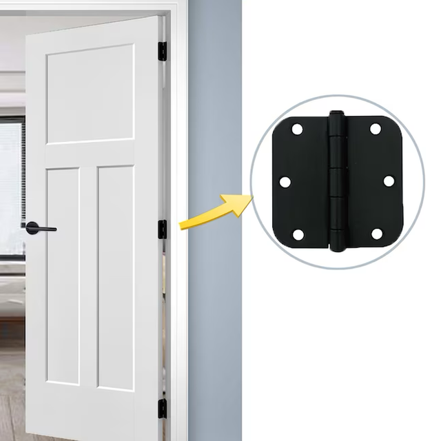 RELIABILT 3-1/2-in H x 5/8-in Radius Matte Black Mortise Interior Door Hinge (3-Pack)