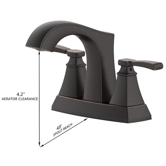 allen + roth Chesler Oil Rubbed Bronze 4-in centerset 2-Handle WaterSense Bathroom Sink Faucet with Drain and Deck Plate