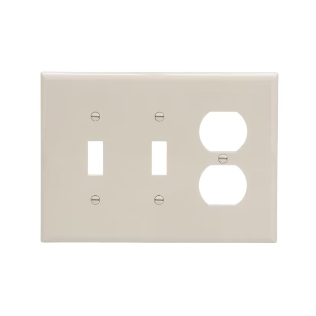 Eaton 3-Gang Midsize Light Almond Polycarbonate Indoor Toggle/Duplex Wall Plate