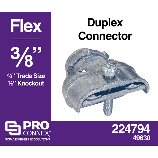 Conectores de conductos Sigma ProConnex de zinc fundido a presión flexible de 3/8 pulg.