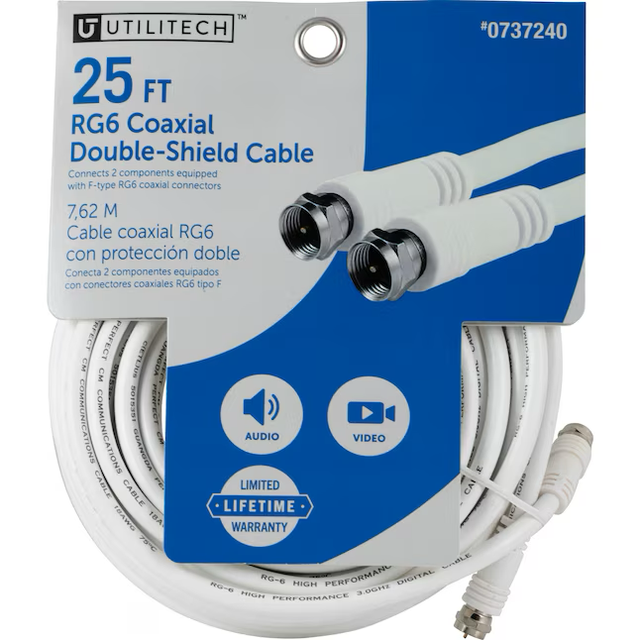 Utilitech 25-ft Rg6 White Coaxial Cable