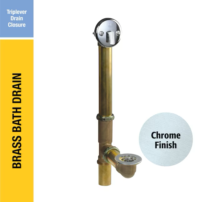 Keeney 1.5-in Polished Chrome Brass/Polished Chrome Triplever Drain with Brass Pipe