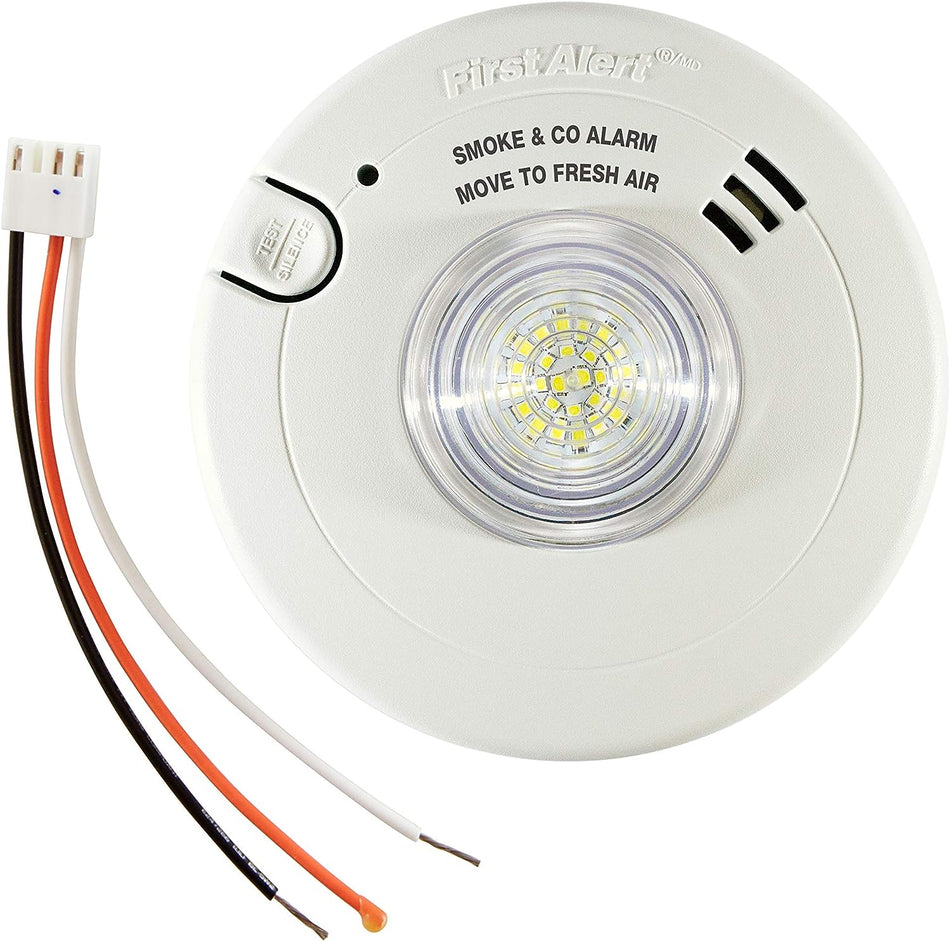 First Alert BRK 7030BSL Alarma combinada con cable para personas con discapacidad auditiva con luz estroboscópica LED