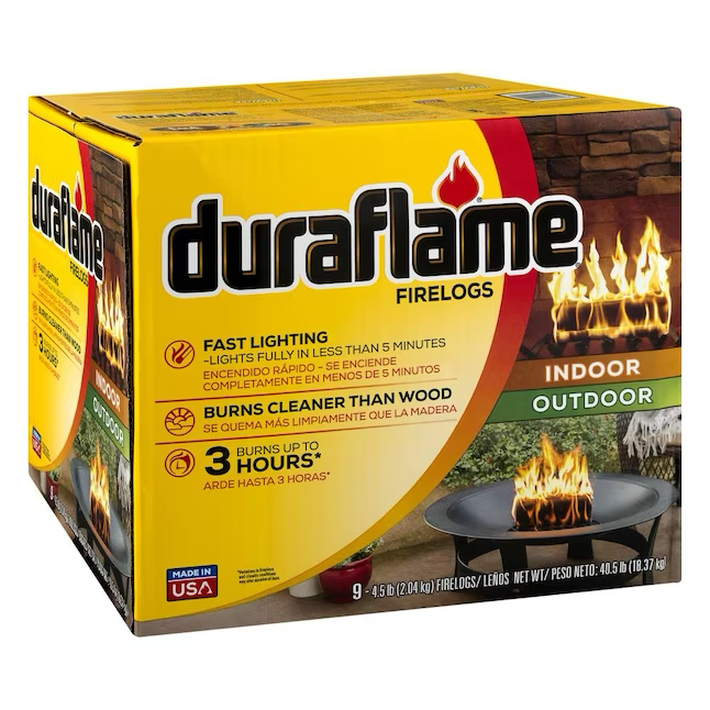 Duraflame Leños para fuego para interiores y exteriores de 4.5 lb (paquete de 9)