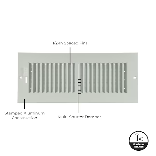 RELIABILT 14 in x 6 in, 2 vías, aluminio blanco, registro de pared lateral o techo