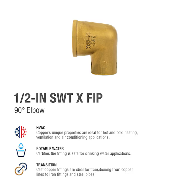 Streamline 1/2-in SWT x 1/2-in FIP Cast Brass 90-Degree Elbow