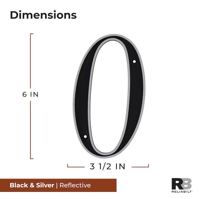 RELIABILT 6-in Reflective Black Number