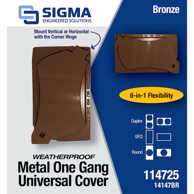 Sigma Engineered Solutions 1-Gang Rectangle Bronze Metal Weatherproof Electrical Box Cover