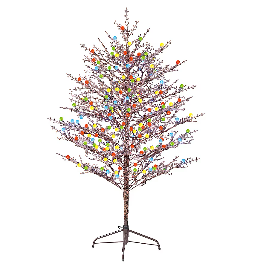 Árbol de Navidad artificial con luces LED preiluminadas en color marrón Winterberry de GE de 5 pies 