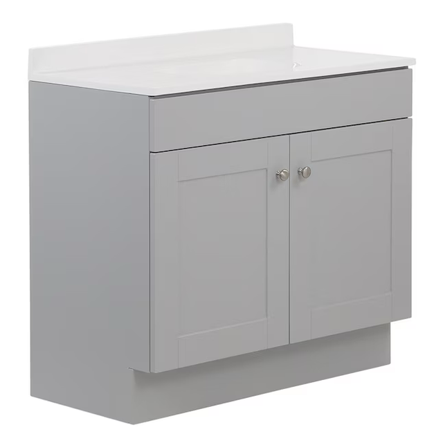 Project Source 36-in Gray Single Sink Bathroom Vanity with White Cultured Marble Top