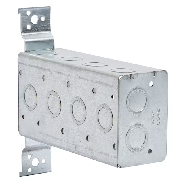 Hubbell RACO 4-Gang Galvanized Steel New Work Switch/Outlet Electrical Box