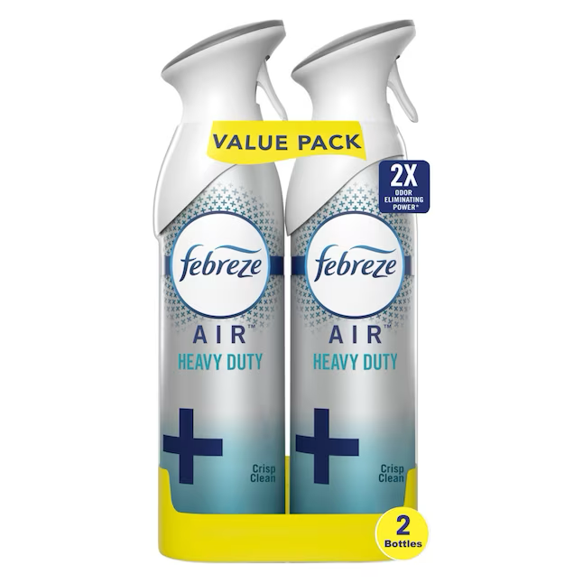 Febreze Air Ambientador dispensador de limpieza crujiente y resistente, 8.8 fl oz (paquete de 2)