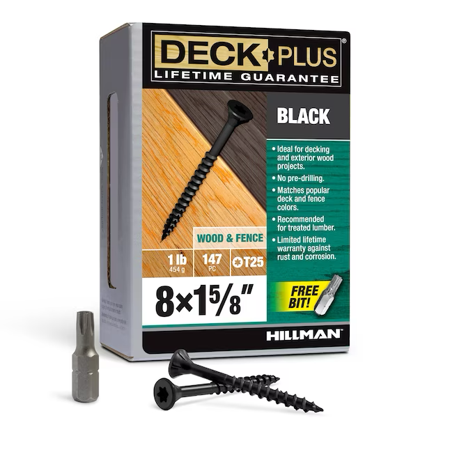 Deck Plus Tornillos para terrazas de madera a madera #8 x 1-5/8 pulgadas (147 por caja)