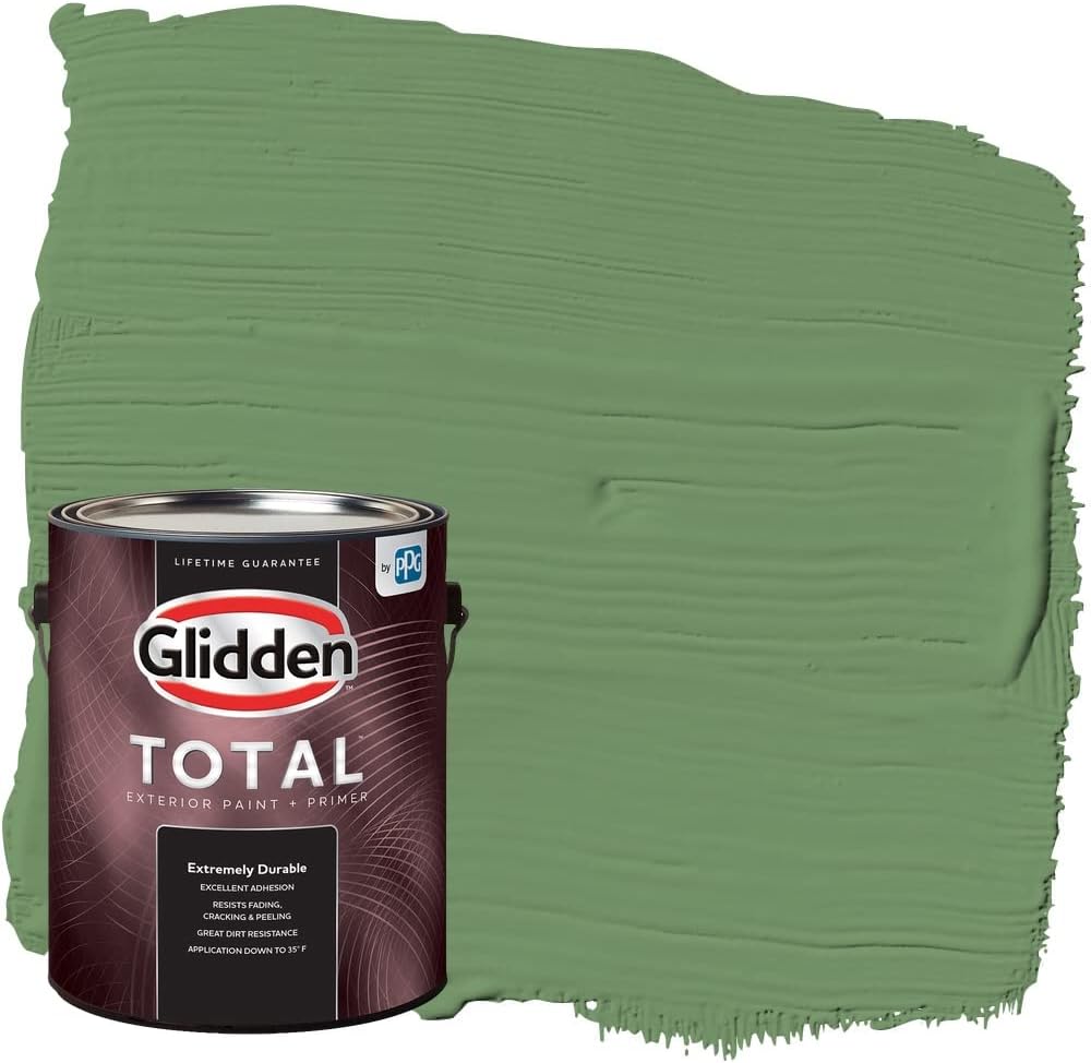 Pintura e imprimador para exteriores Glidden Total semibrillante, anillo musgo