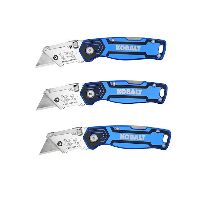 Kobalt, paquete de 3 navajas multiusos plegables con hoja de 18 mm Lockback