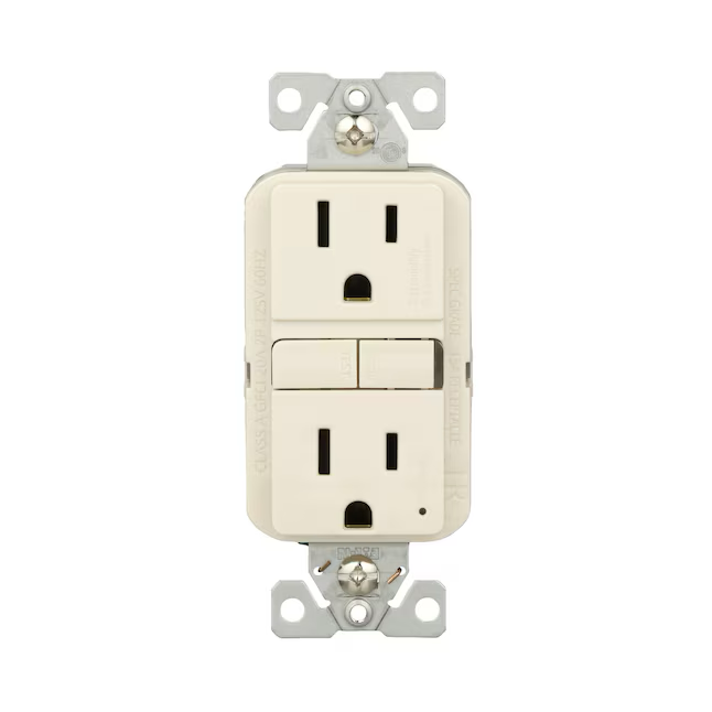 Eaton 15-Amp 125-volt Tamper Resistant GFCI Residential Decorator Outlet, Light Almond