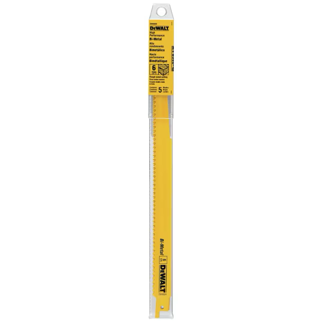 DEWALT Bi-Metall-Säbelsägeblatt zum Holzschneiden, 12 Zoll, 6 Zähne pro Zoll (5er-Pack)