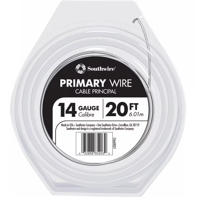 Cable primario Gpt blanco trenzado 14 AWG de 20 pies Southwire