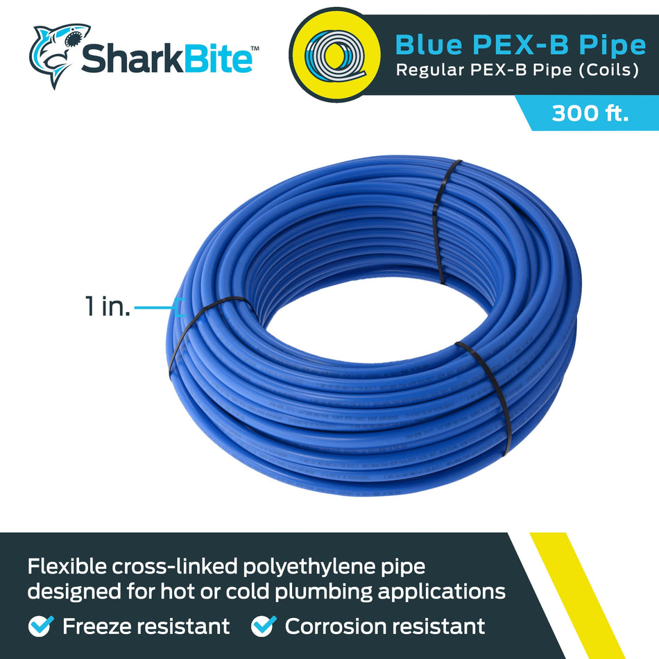 SharkBite 1 in. Blue Pex-B Tubing - 300 ft. Coil