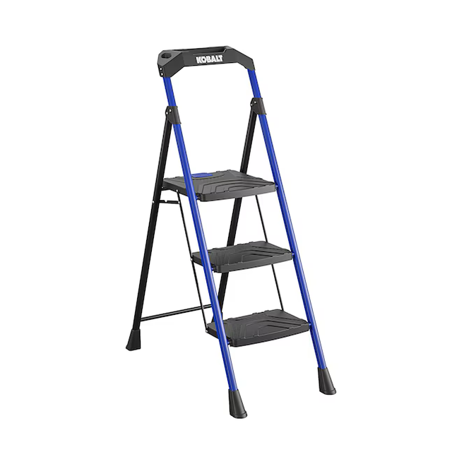 Kobalt 3-Step 300-lb Capacity Black Steel Foldable Step Stool