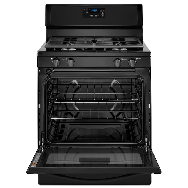 Whirlpool 30-in 4 Burners 5.1-cu ft Freestanding Natural Gas Range (Black)