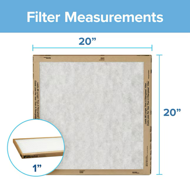 Filtrete 20-in W x 20-in L x 1-in MERV 1 Basic Flat Air Filter (2-Pack)