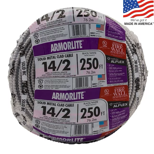 Southwire Armorlite 250-ft 14/2 Solid Aluminum Mc Cable