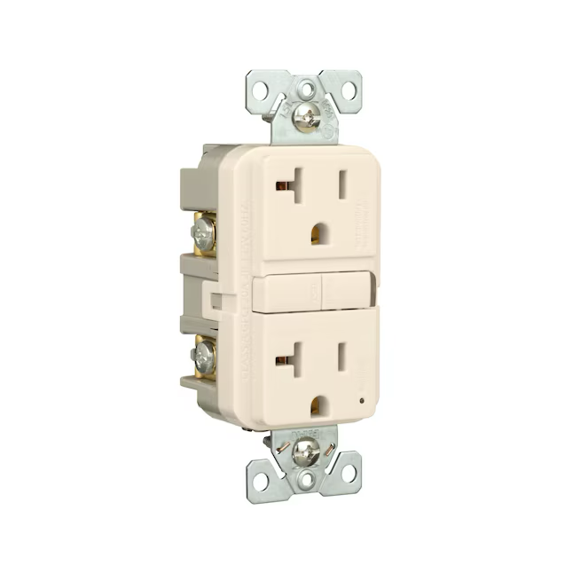 Eaton 20-Amp 125-volt GFCI Residential Decorator Outlet, Light Almond