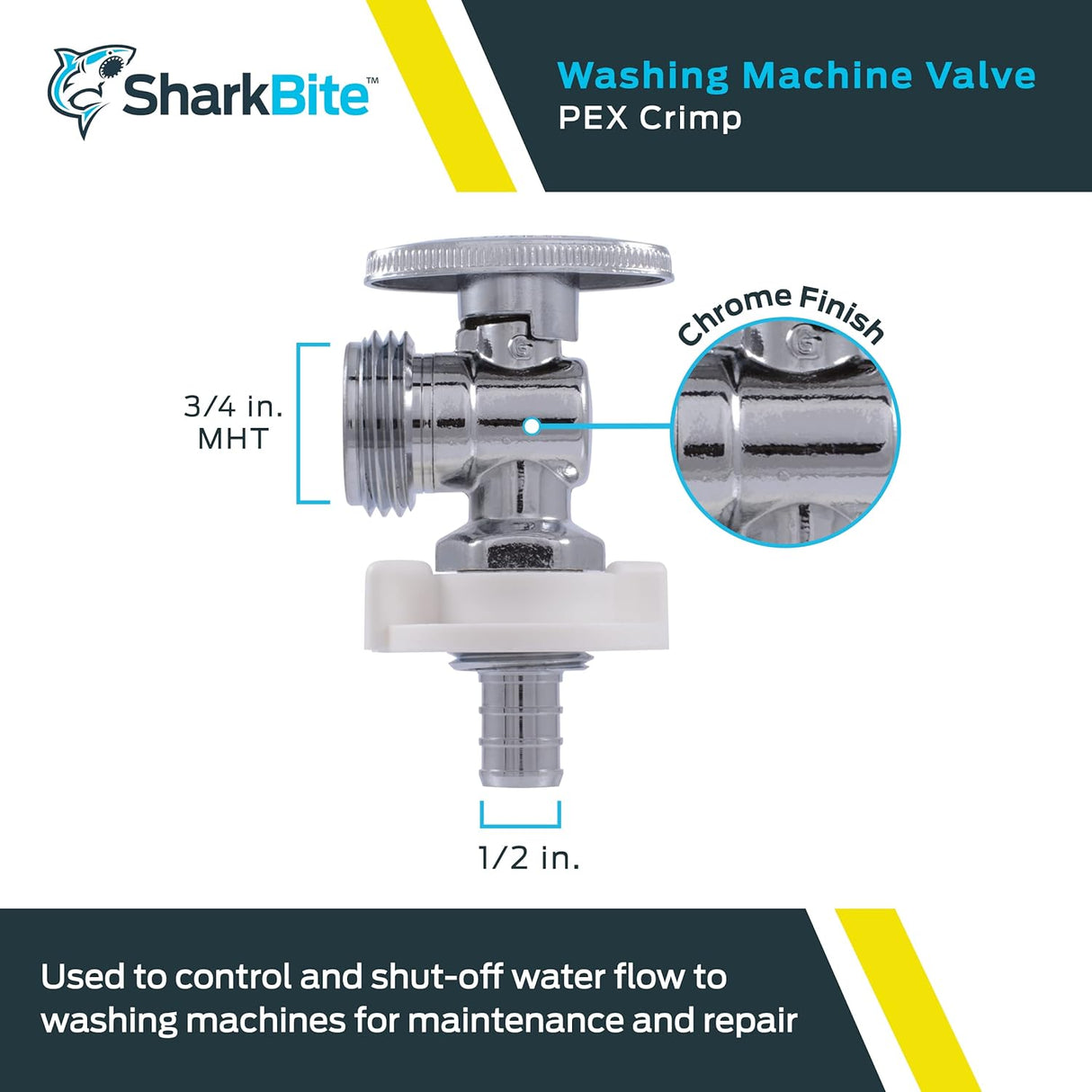 SharkBite 1/2 in. x 3/4 in. MHT Brass Crimp Quarter-Turn Angle Stop