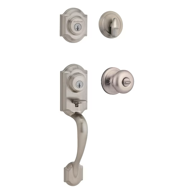 Kwikset Signature Series Montara Satin Nickel Single-Cylinder Deadbolt Keyed Entry Door Handleset Knob Smartkey