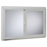 Project Source 10001 Series 35-1/2-in x 23-1/2-in x 3-in Jamb Left-operable Vinyl White Sliding Window Half Screen Included