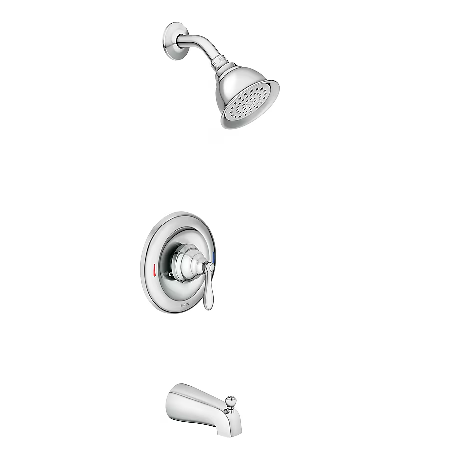 Moen Caldwell Chrome 1-handle Single Function Round Bathtub and Shower Faucet Valve Included